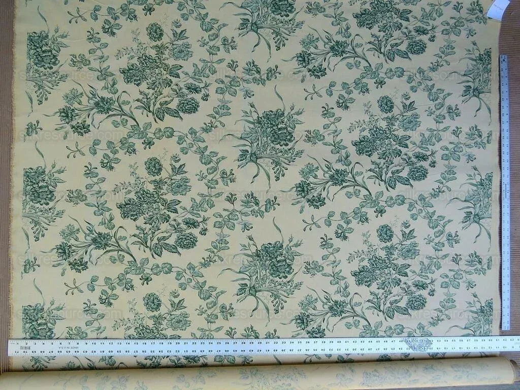By Yard Scalamandre Valencay Green French Toile Grass Honeysuckle Wild Flowers Meadow Cream French Country MSRP USD 132/Y