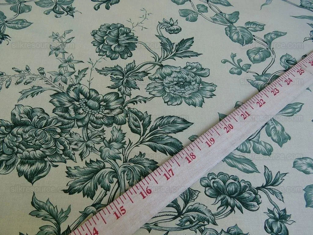 By Yard Scalamandre Valencay Green French Toile Grass Honeysuckle Wild Flowers Meadow Cream French Country MSRP USD 132/Y