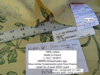 By Yard Scalamandre Valencay Green French Toile Grass Honeysuckle Wild Flowers Meadow Cream French Country MSRP USD 132/Y