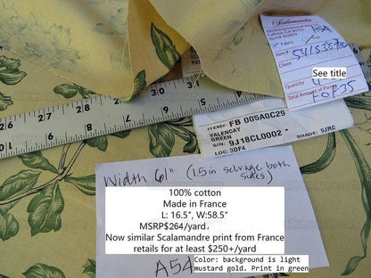 By Yard Scalamandre Valencay Green French Toile Grass Honeysuckle Wild Flowers Meadow Cream French Country MSRP USD 264/Y