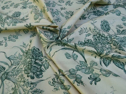 By Yard Scalamandre Valencay Green French Toile Grass Honeysuckle Wild Flowers Meadow Cream French Country MSRP USD 132/Y