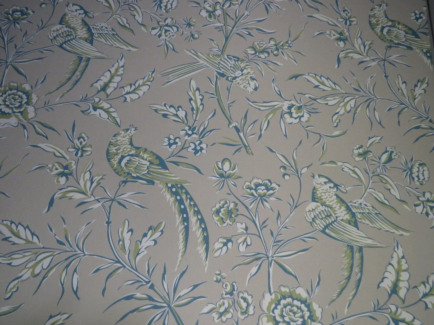 SCALAMANDRE "AVIARY" BIRD WALLPAPER BLUE GREY SINGLE roll