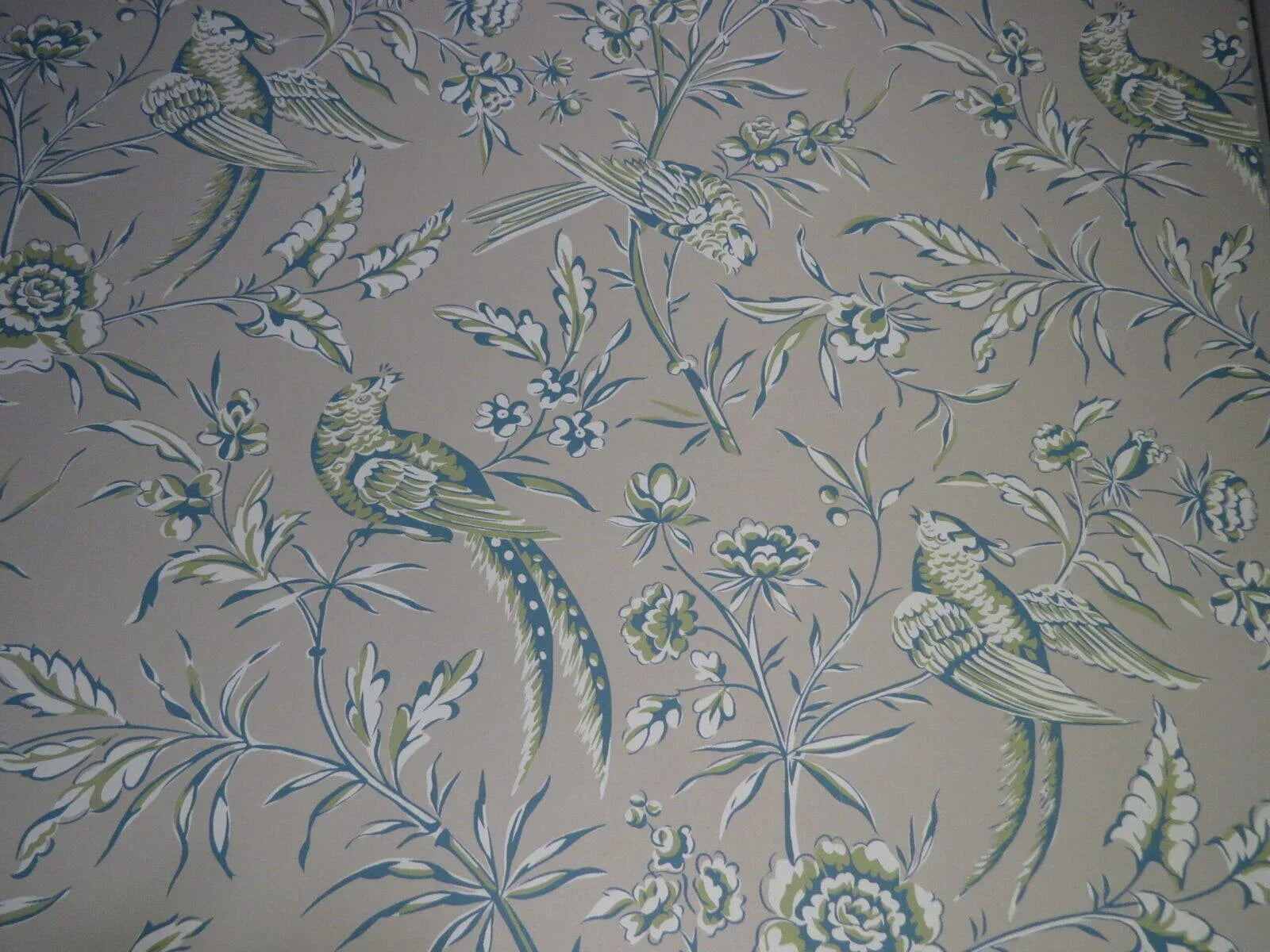 SCALAMANDRE "AVIARY" BIRD WALLPAPER BLUE GREY SINGLE roll