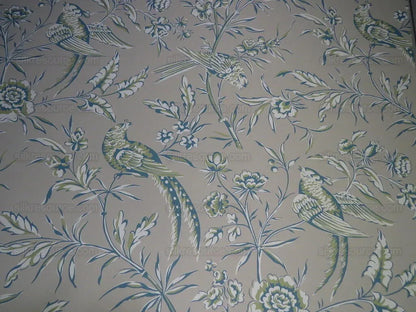 Scalamandre "aviary" Bird Chinoiserie Wallpaper Blue Grey Single Roll