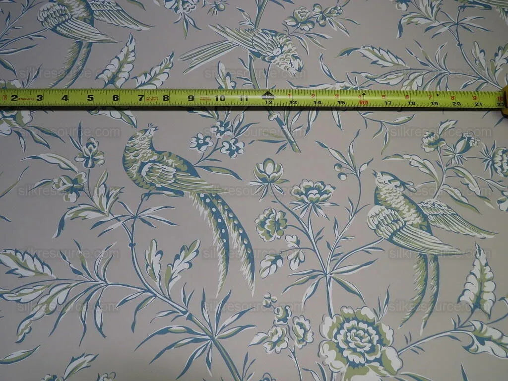 Scalamandre "aviary" Bird Chinoiserie Wallpaper Blue Grey Single Roll