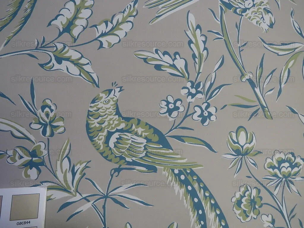 Scalamandre "aviary" Bird Chinoiserie Wallpaper Blue Grey Single Roll