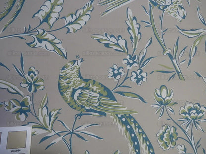 Scalamandre "aviary" Bird Chinoiserie Wallpaper Blue Grey Single Roll