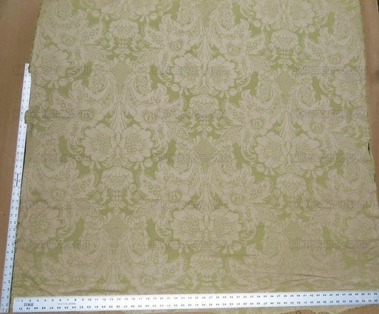 By YARD High End Celery Green Lt. Pistachio Beige Damask Cotton#1576