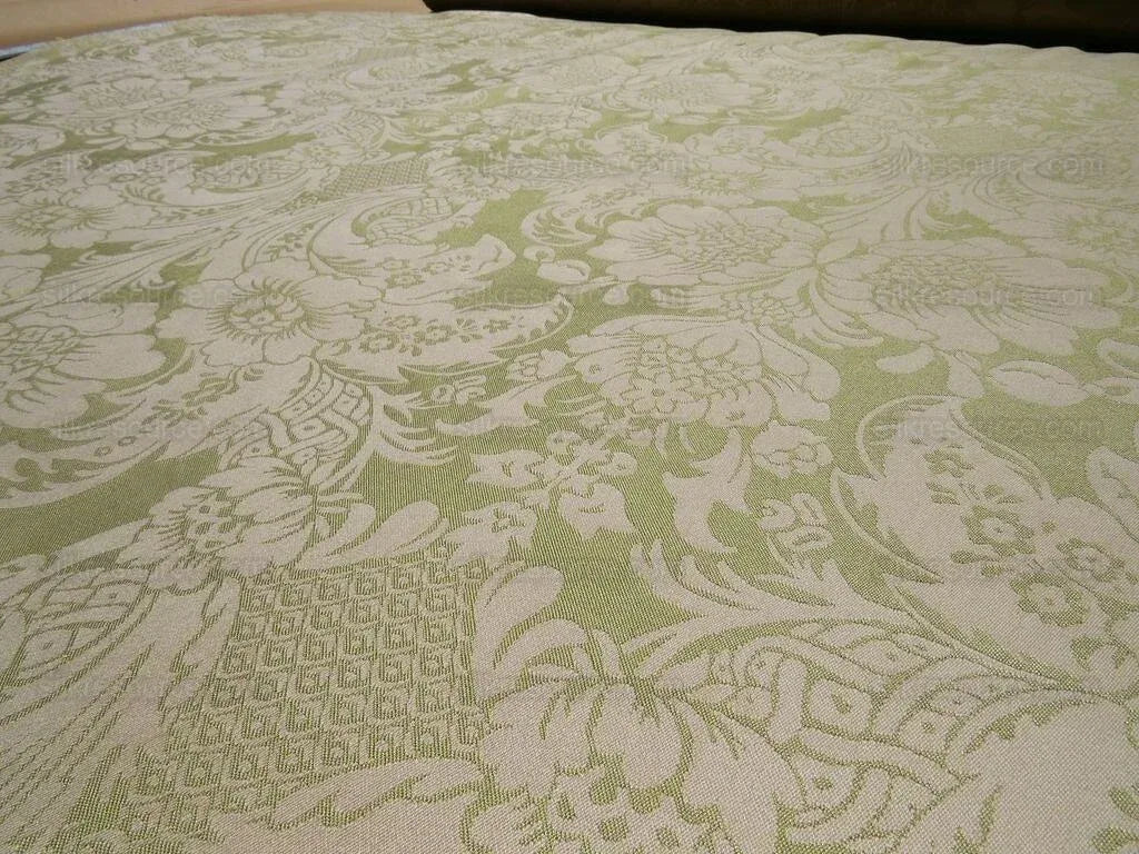 By YARD High End Celery Green Lt. Pistachio Beige Damask Cotton#1576
