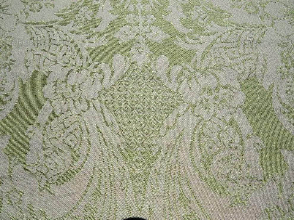 By YARD High End Celery Green Light Fresh Pistachio Beige Artichoke Damask Cotton#1576