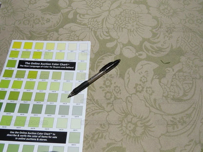 By YARD High End Celery Green Lt. Pistachio Beige Damask Cotton#1576