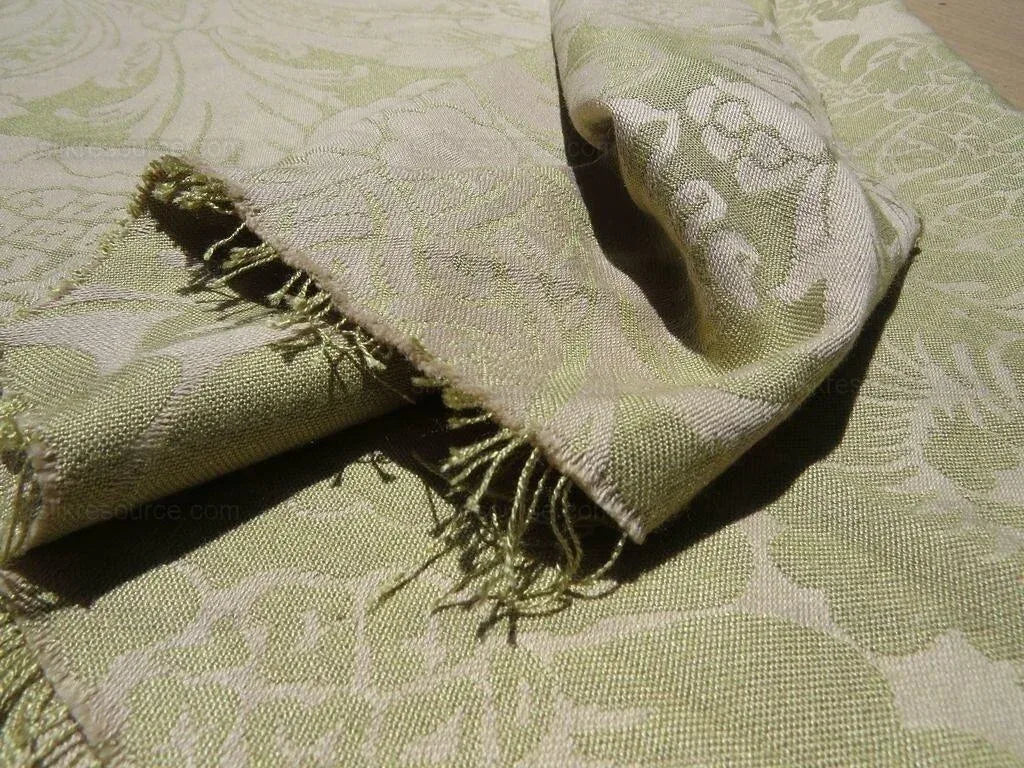 By YARD High End Celery Green Lt. Pistachio Beige Damask Cotton#1576