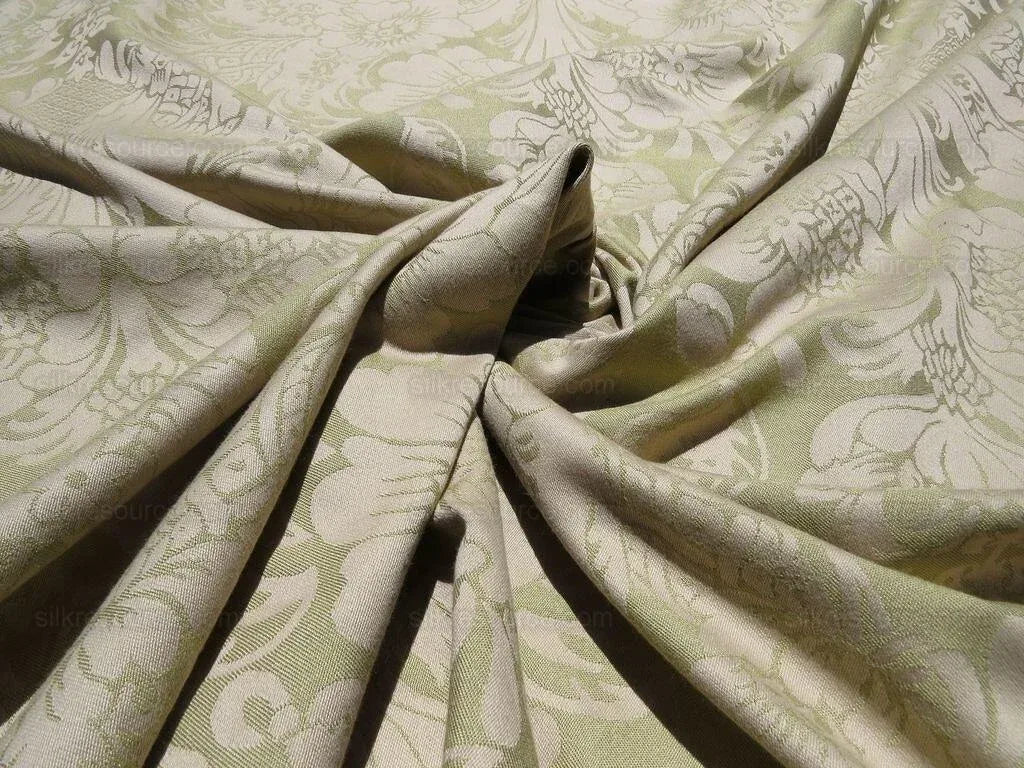 By YARD High End Celery Green Lt. Pistachio Beige Damask Cotton#1576