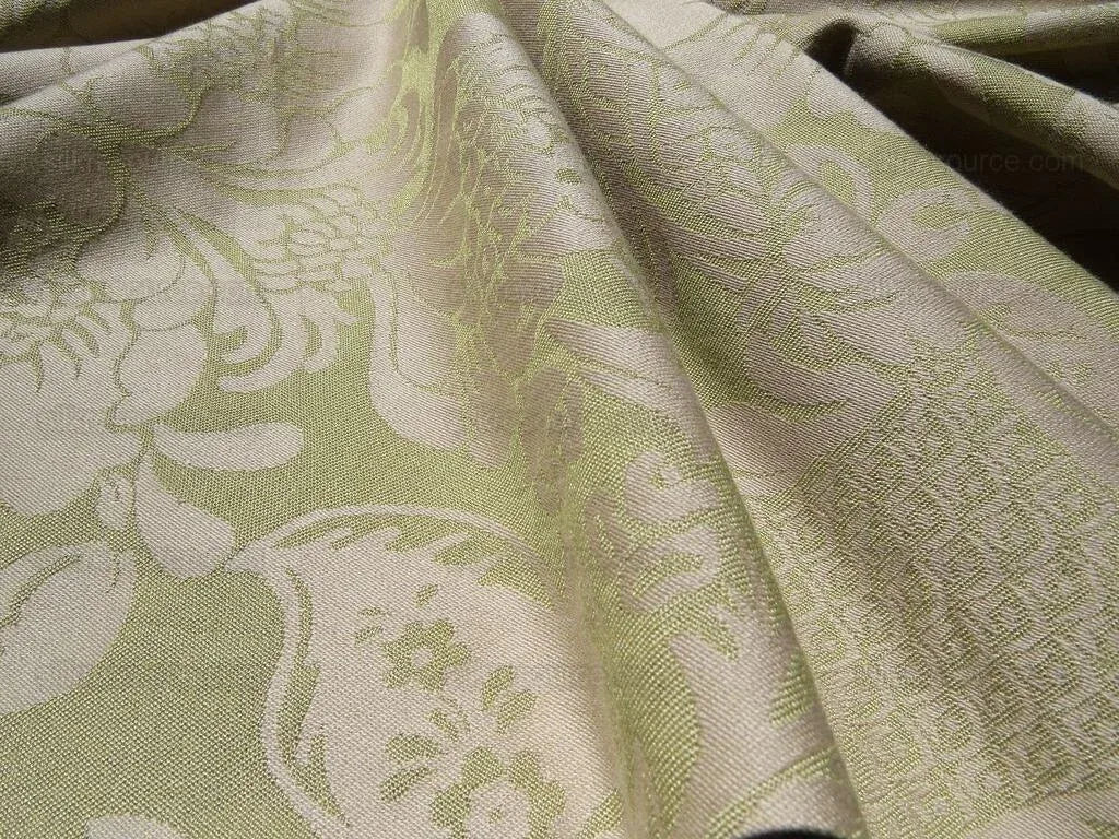 By YARD High End Celery Green Lt. Pistachio Beige Damask Cotton#1576