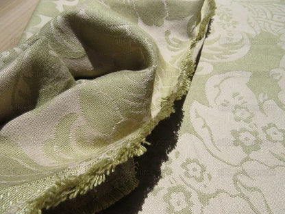 By YARD High End Celery Green Lt. Pistachio Beige Damask Cotton#1576