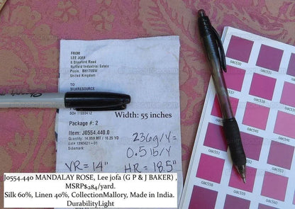 By Yd Lee Jofa Mandalay In Rose Red Pink Silk Damask MSRP USD 284/Y