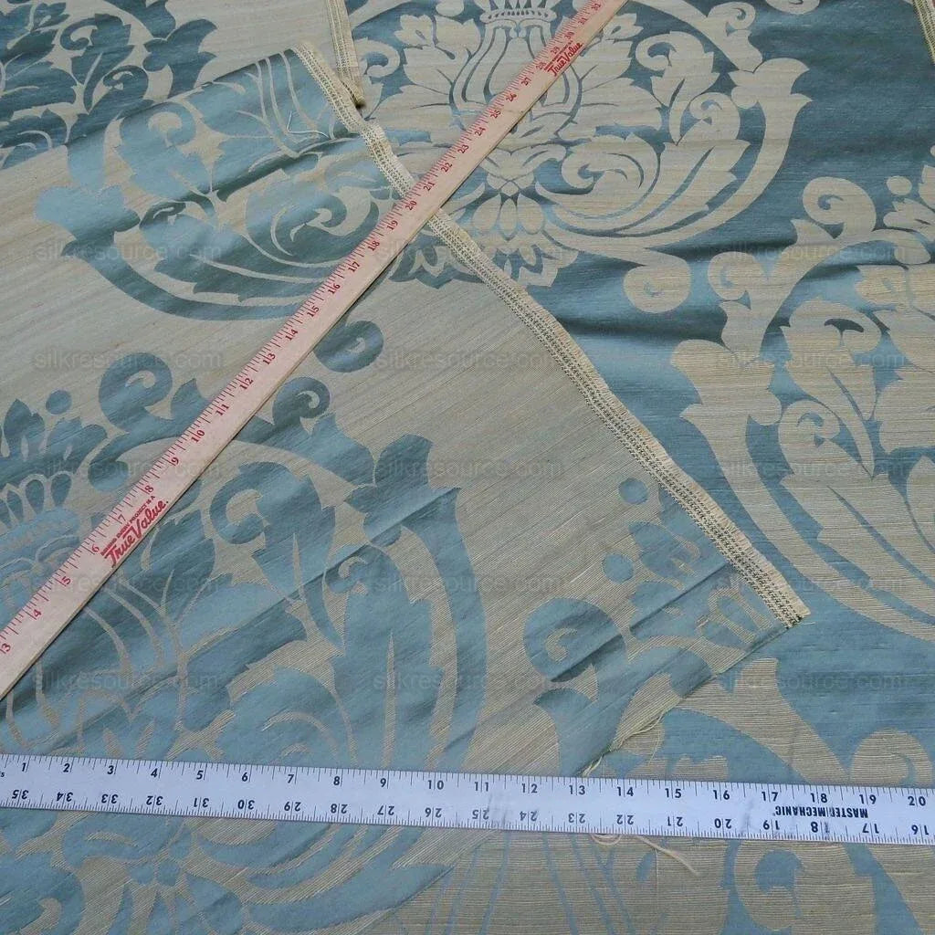 ***SOLD*** By Yd Lee Jofa Imperial Damask In Aqua Neo-classic Blue Gold MSRP USD 298/Y