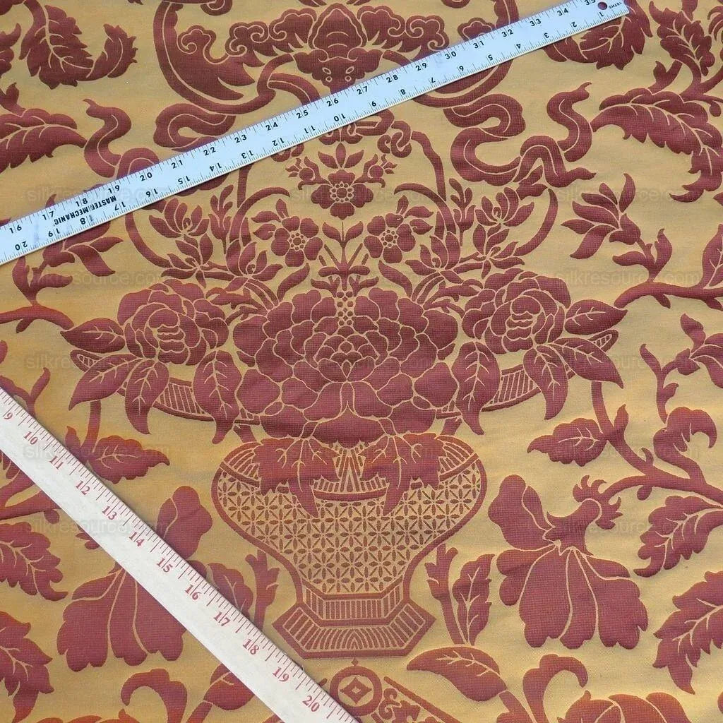 By Yd Lee Jofa/g.p. & J Baker Chinese Damask Silk Tomato Red