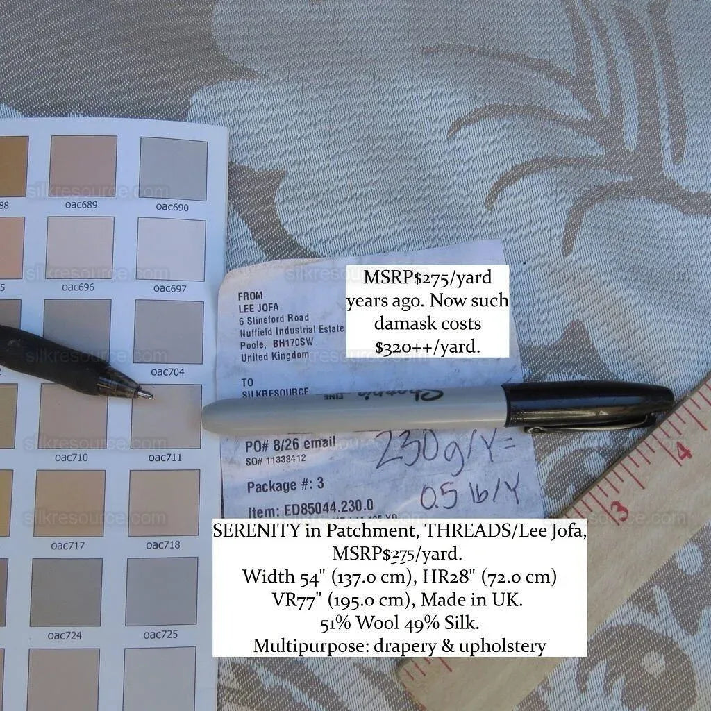 Lee Jofa Serenity "parchment Taupe Silk Wool Renaissance Damask