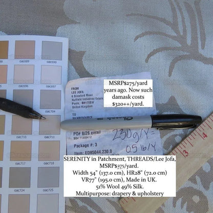 Lee Jofa Serenity "parchment Taupe Silk Wool Renaissance Damask