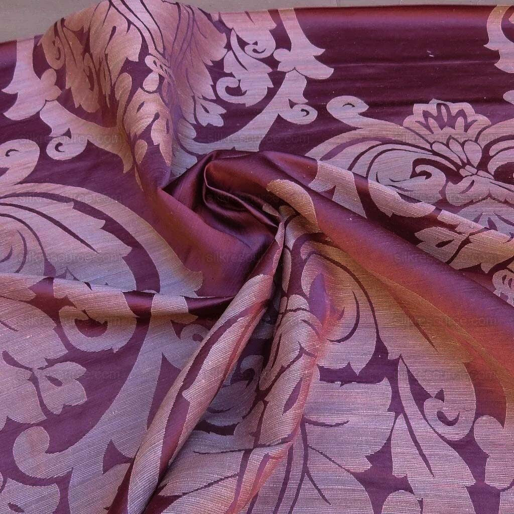 By Yd Lee Jofa Imperial Damask In Plum Neo-classic Purple Red Cotton Silk Medallion Renaissance MSRP USD 298/Y