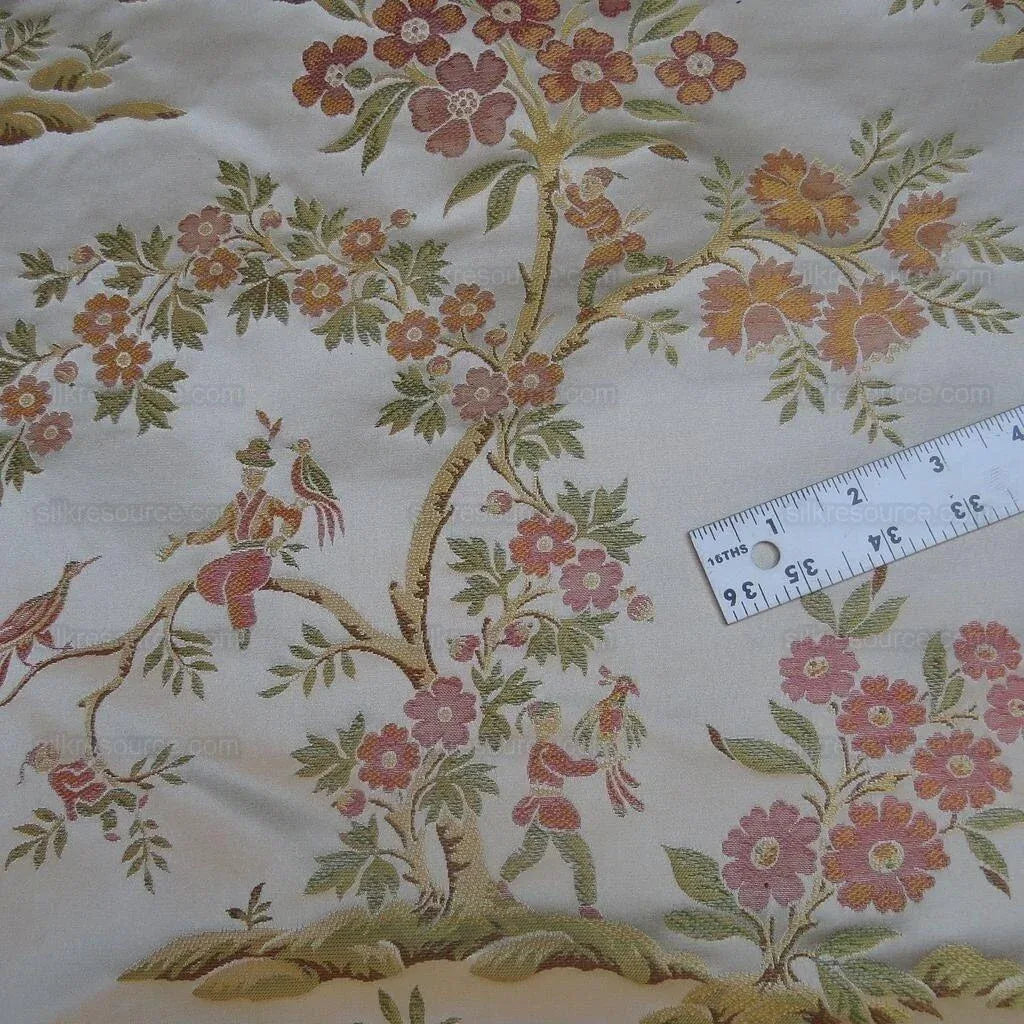 2.5y Kravet Couture Silk Garden Joy In Spring Flower Bird Chinoiserie MSRP USD 432/Y