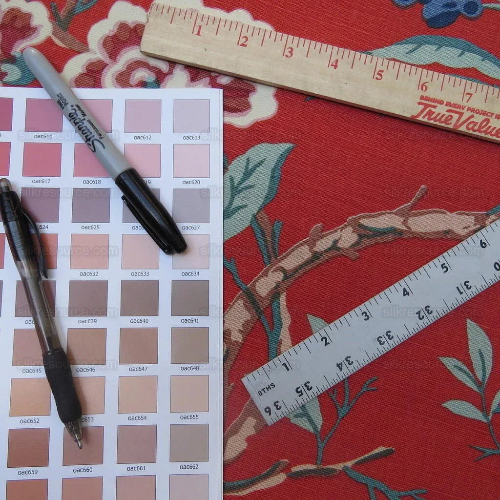 Bty Brunschwig &amp; Fils Amandine Red Chinioserie Bird Flower Tree of Life Print Chintz Cotton Linen