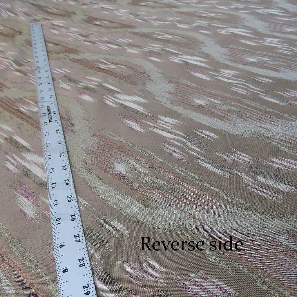 By Yd Lee Jofa Ikat Silk Shell Leaf Pink Green Stripe Foliage MSRP USD 220/Y