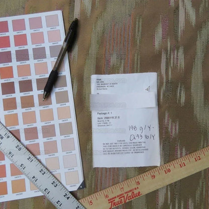 By Yd Lee Jofa Ikat Silk Shell Leaf Pink Green Stripe Foliage MSRP USD 220/Y