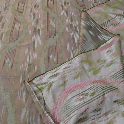 By Yd Lee Jofa Ikat Silk Shell Leaf Pink Green Stripe Foliage MSRP USD 220/Y