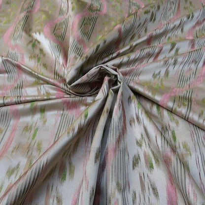By Yd Lee Jofa Ikat Silk Shell Leaf Pink Green Stripe Foliage MSRP USD 220/Y