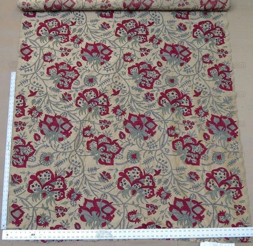 BTY LEE JOFA DARCY EMBROIDERY CREWEL FLOWER WILLIAM MORRIS WINE