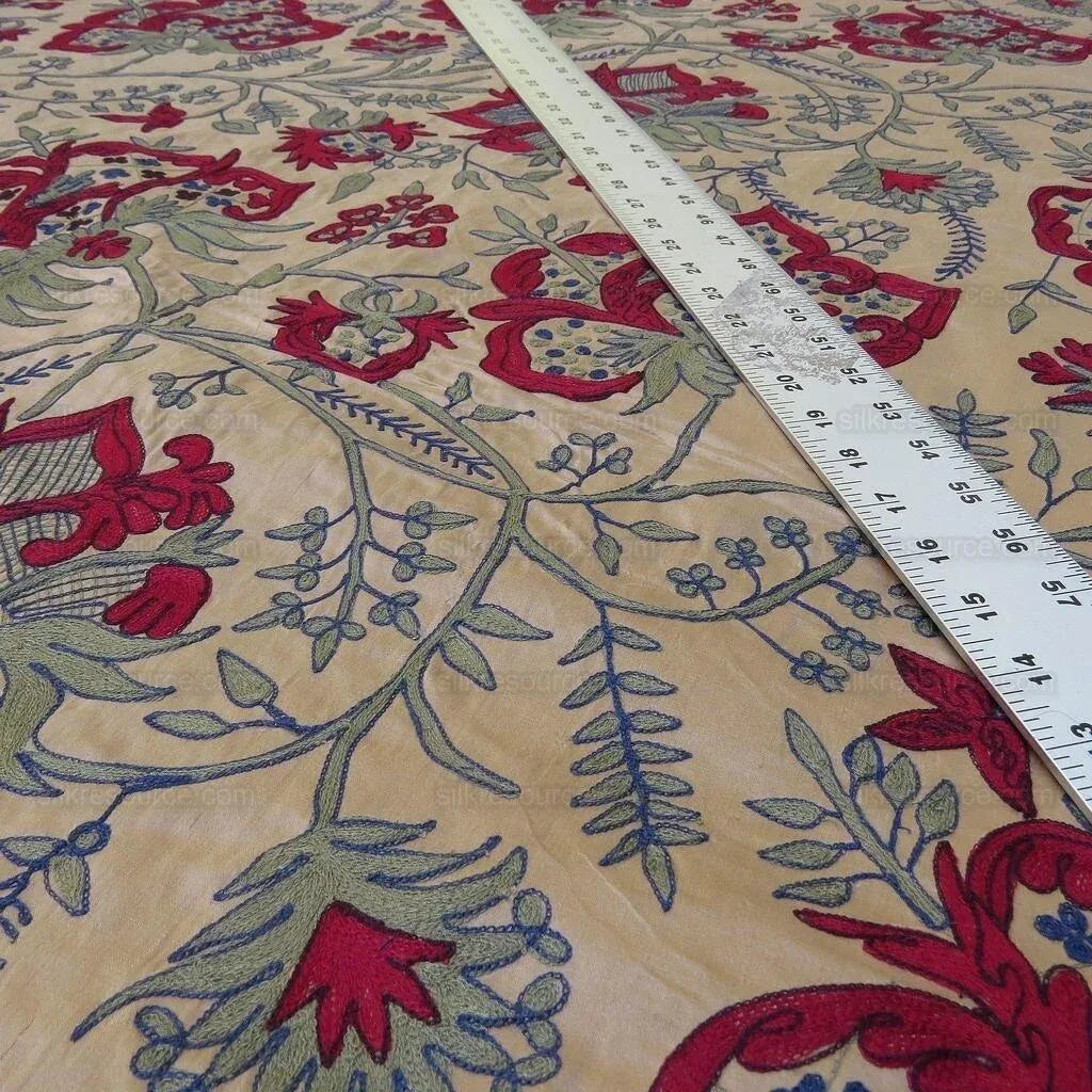Bty Lee Jofa Darcy Embroidery Crewel Flower William Morris Wine