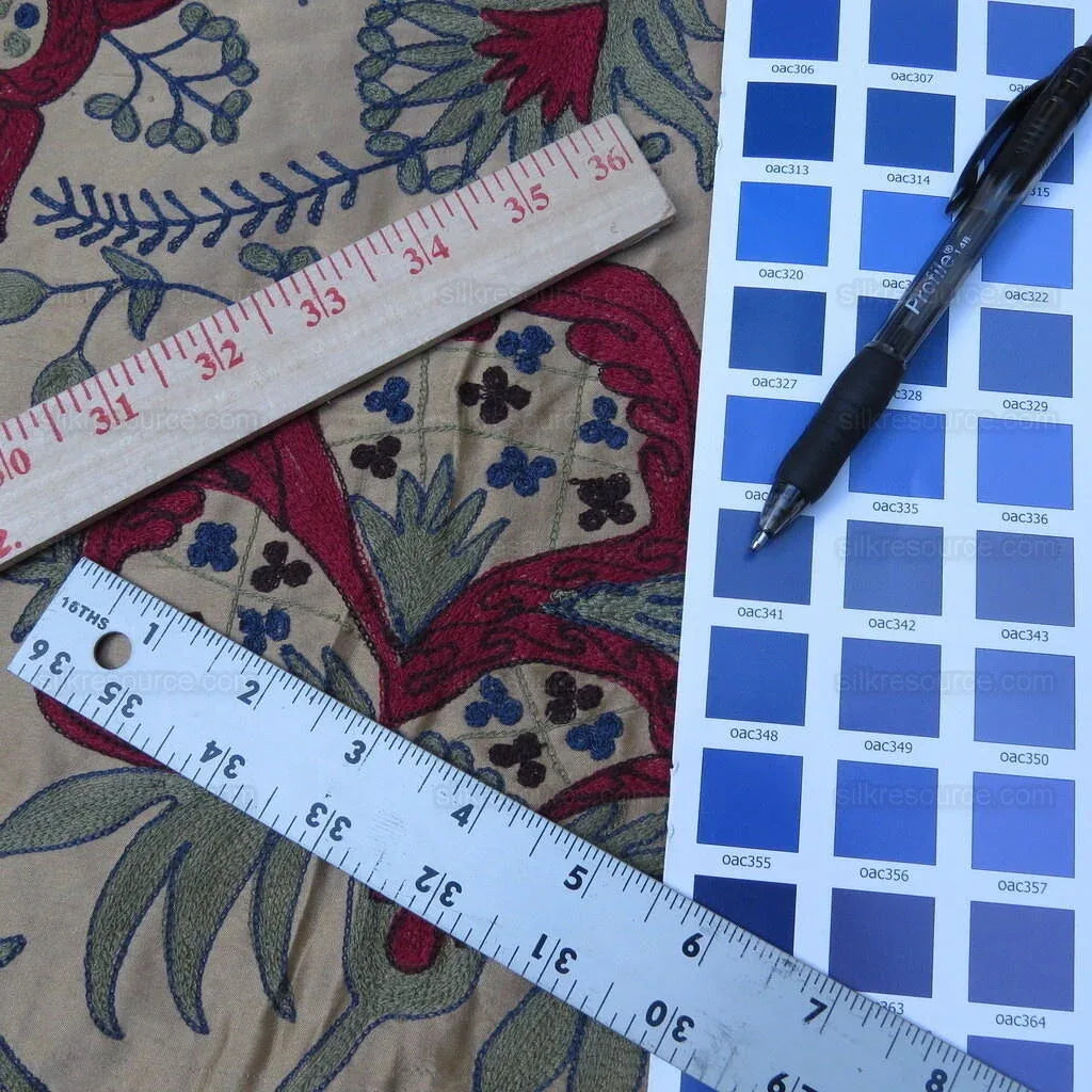 Bty Lee Jofa Darcy Embroidery Crewel Flower William Morris Wine