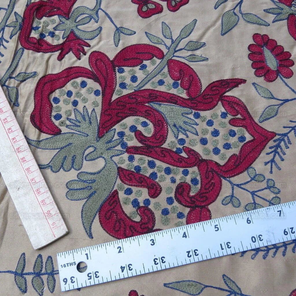 Bty Lee Jofa Darcy Embroidery Crewel Flower William Morris Wine
