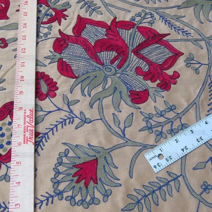 Bty Lee Jofa Darcy Embroidery Crewel Flower William Morris Wine