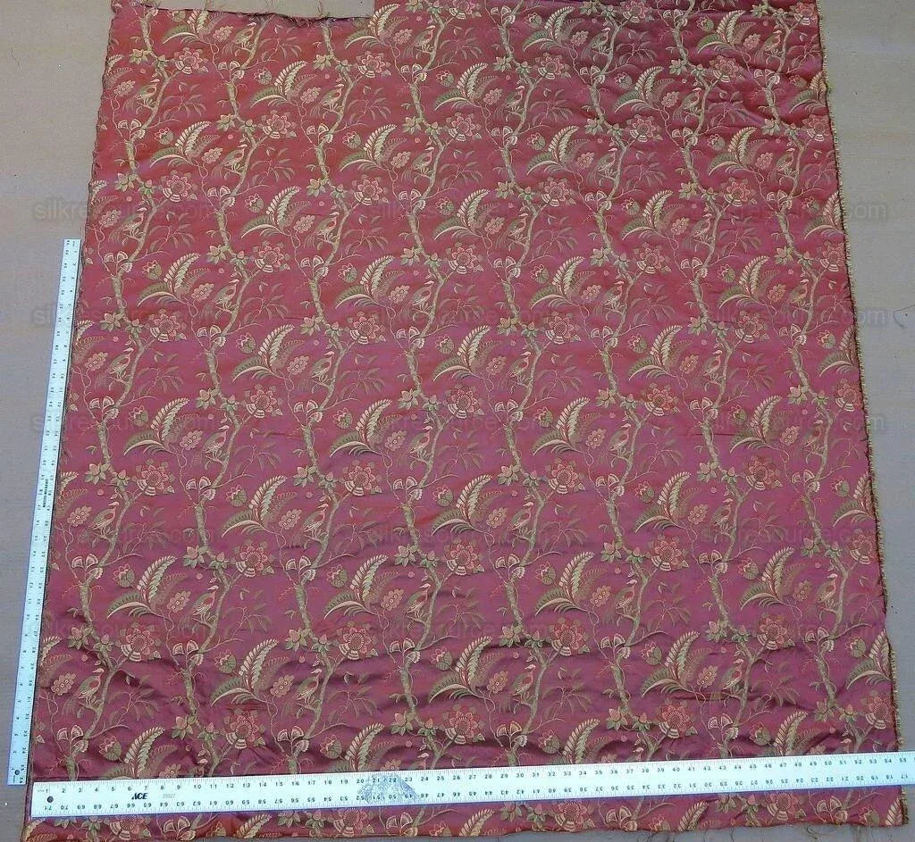 By Yd Lee Jofa Buttermere Silk Chinoiserie Bird Floral Brick Red MSRP USD 298/Yard