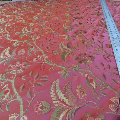 By Yd Lee Jofa Buttermere Silk Chinoiserie Bird Floral Brick Red MSRP USD 298/Yard