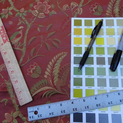 By Yd Lee Jofa Buttermere Silk Chinoiserie Bird Floral Brick Red MSRP USD 298/Yard