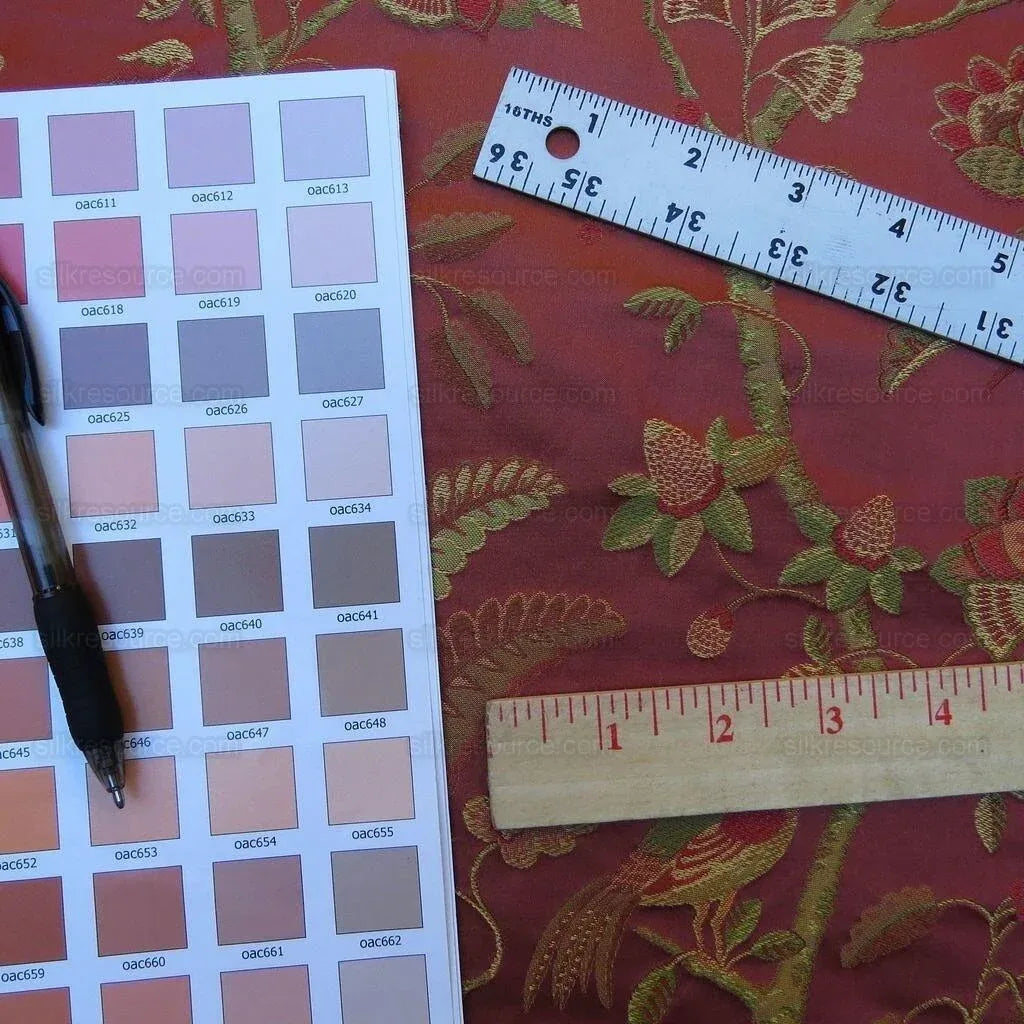 By Yd Lee Jofa Buttermere Silk Chinoiserie Bird Floral Brick Red MSRP USD 298/Yard