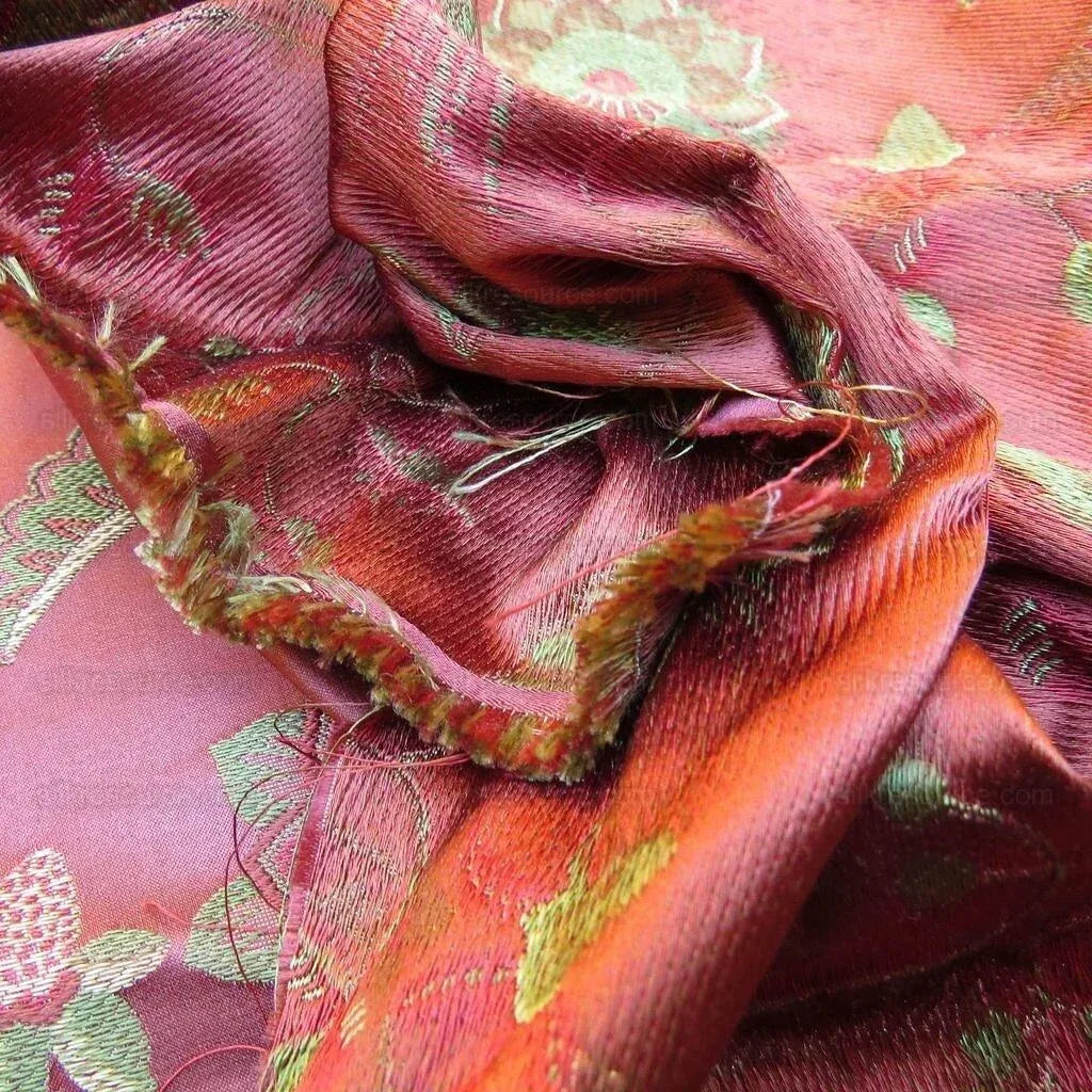 By Yd Lee Jofa Buttermere Silk Chinoiserie Bird Floral Brick Red MSRP USD 298/Yard