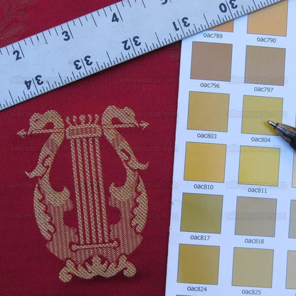 By Yd Kravet Couture Empire Trellis in Crimson Neoclassical Silk Red Gold Neoclassical Laurel Wreath Harp Music Art Crimson MSRP USD368/Y