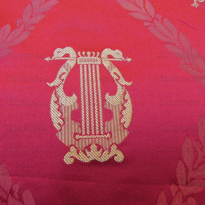 By Yd Kravet Couture Empire Trellis in Crimson Neoclassical Silk Red Gold Neoclassical Laurel Wreath Harp Music Art Crimson MSRP USD368/Y