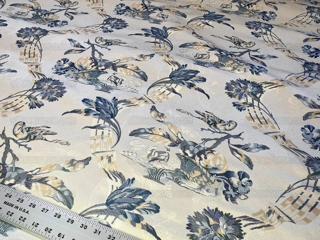 Bty Brunschwig &amp; Fils Little Wren Silk Lampas Porcelain MSRP USD 896Y