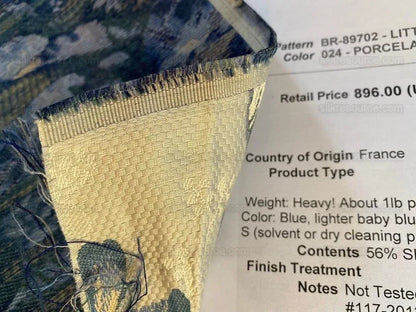 Bty Brunschwig &amp; Fils Little Wren Silk Lampas Porcelain MSRP USD 896Y