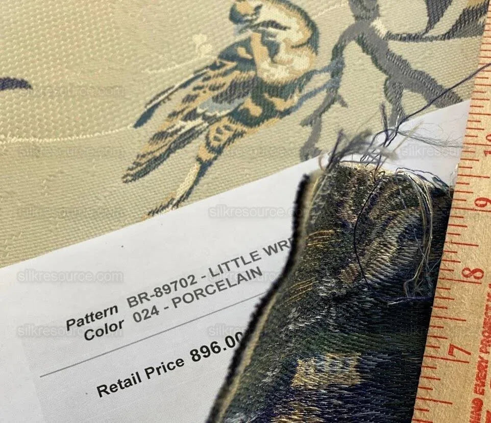 Bty Brunschwig &amp; Fils Little Wren Silk Lampas Porcelain MSRP USD 896Y