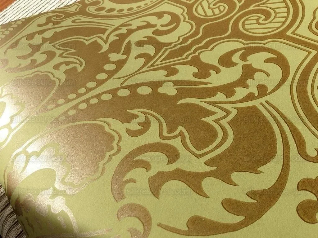 Ralph Lauren Wallpaper Gwynne Damask Pistachio Green &amp; Gold 5.5y single roll