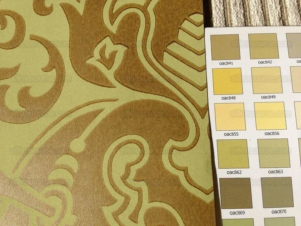 Ralph Lauren Wallpaper Gwynne Damask Pistachio Green &amp; Gold 5.5y single roll
