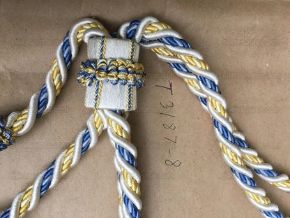 Scalamandre Lyon 100% Silk Double Tie Back Blue Yellow White