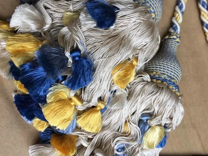 Scalamandre Lyon 100% Silk Double Tie Back Blue Yellow White